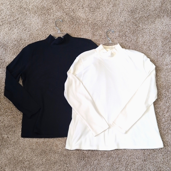 Lot of 2 - Women's Karen Scott Long Sleeve Pullover Mock Neck Top Size PL - Picture 1 of 14